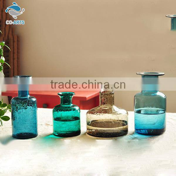 Unique design shaped colorful home decoration glass flower vase