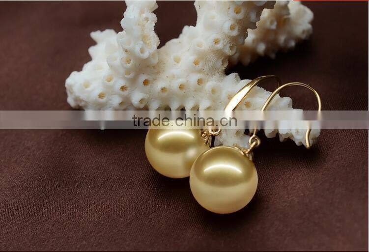 10-11 mm golden south sea pearl earrings
