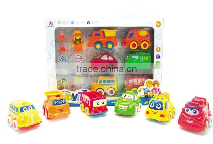 Selling flexible friction toy cars for children in door