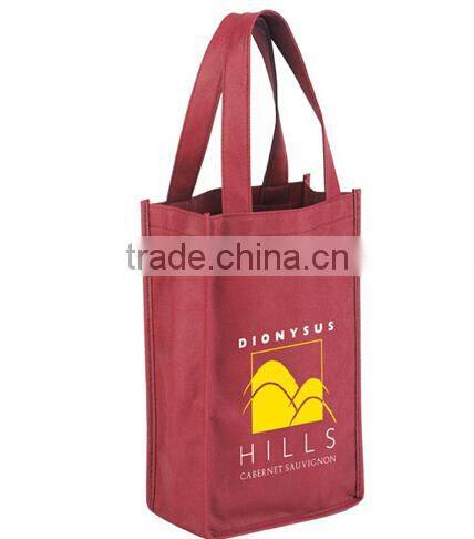 Custom logo printed non woven bag for 2 wine bottles