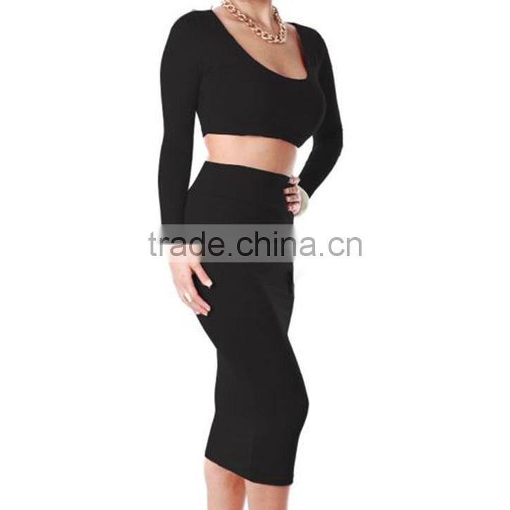 Maxi Skirt MWomens Cocktail Clubwear Party High Waisted Long Sleeve Bodycon Bandage Dress Long Skirt Size :M