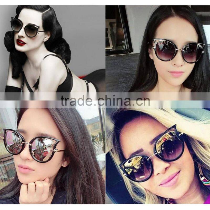 Fashion Retro Metal Frame Sexy Cat Eye Sunglasses for Women Coating Brand vintage sun glasses female oculos de grau femininos