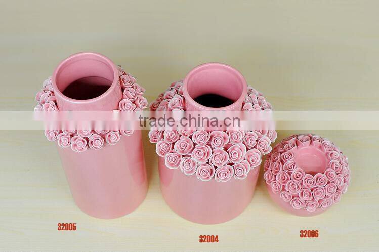 Garden Rose ceramic handicraft candle holders home decoration ceramic candle wholesale