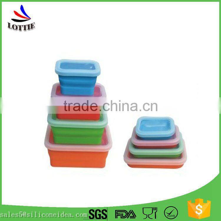 Collapsible Silicone Bento Lunch Box Heat Resistant silicone food safe stroage box