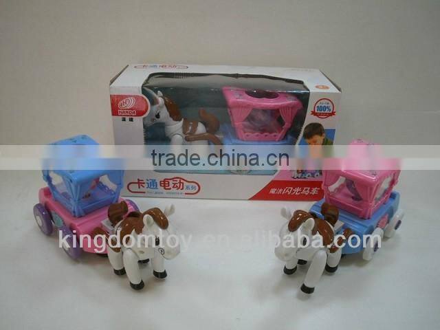 plastic horse toy on wheels