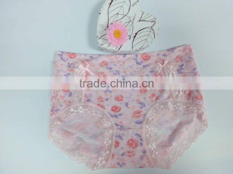 New arrival underwear beauty pattern lace/cotton confortable adult woman panties