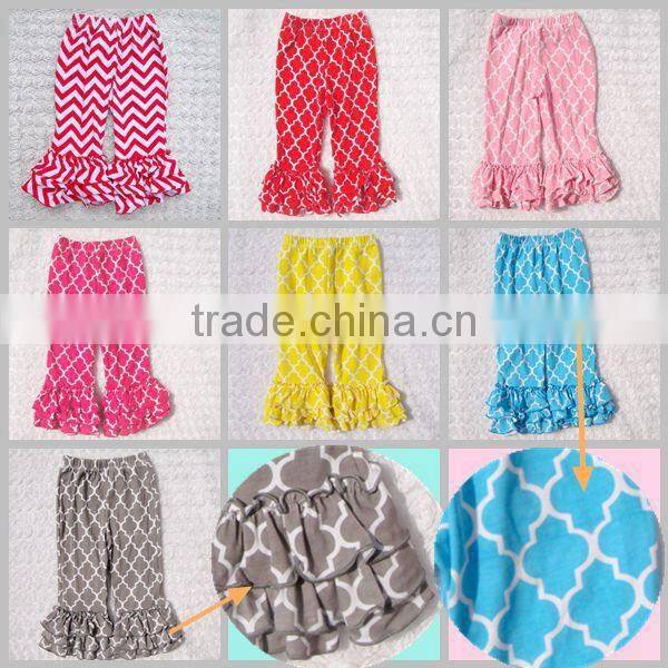 2017 Newest Design Wholesale Baby Clothes Legging Baby Girls Icing Ruffle Pants