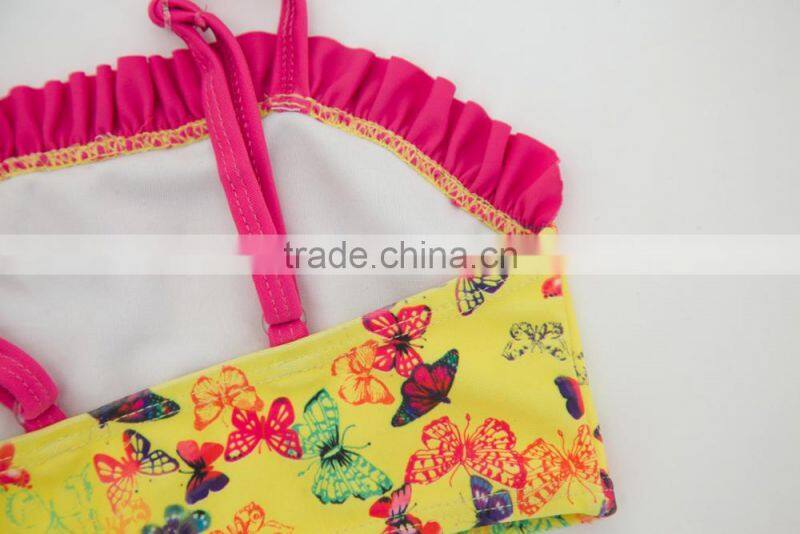 OEM Service Kids Sportwear Two Piece Butterfly Design Girl Swimwear Beachwear