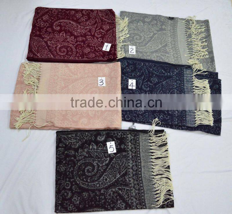 2017 the latest lady jacquard soft 100%acrylic paisley floral scarf shawl