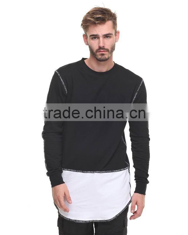 Fields French Terry fabric rounded neck hem printed trim Drop Tee color block t shiet for men