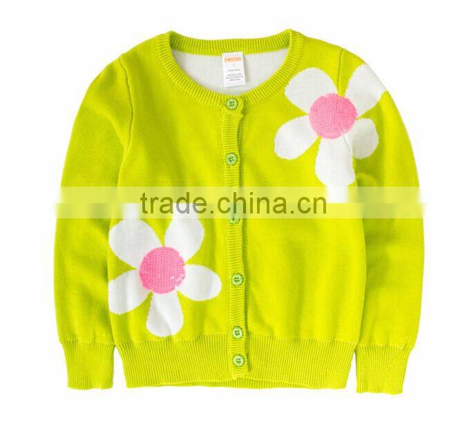 latest fancy flowers jacquard girls kids knitting cardigan sweater