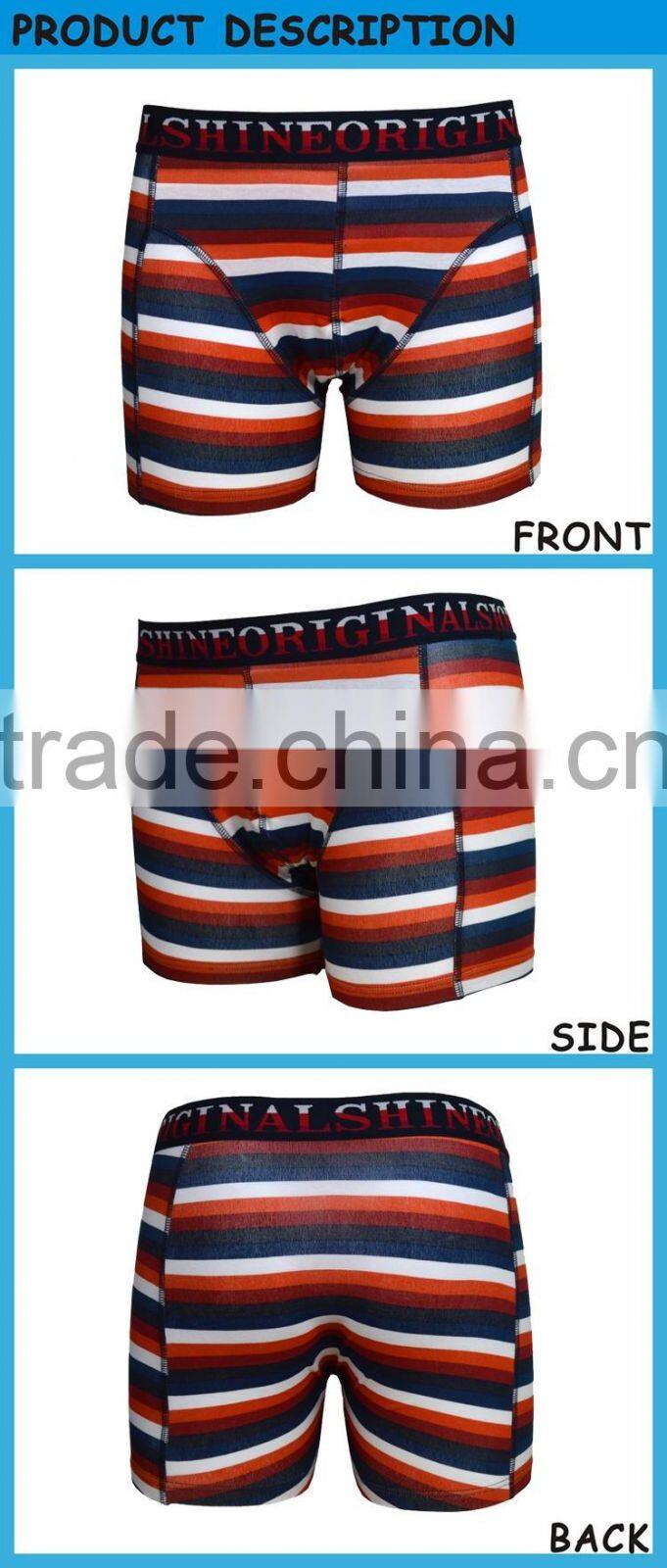 Wholesale Cheap Price Men Stripe Printed Cotton Basic Boxer Shorts