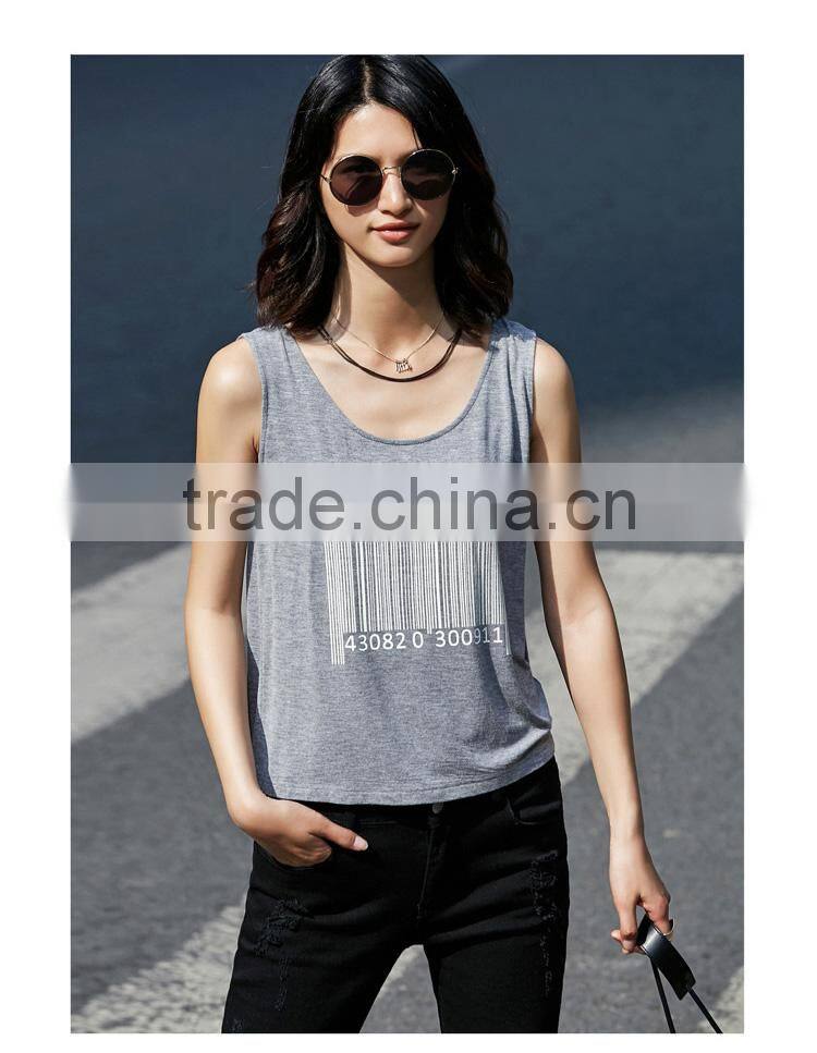 Custom blank grey loose dri fit women casual tank tops wholesale