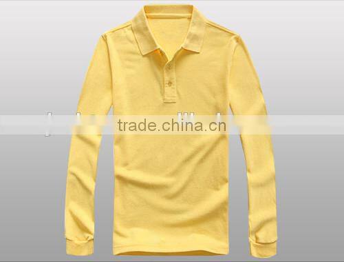 2016 hot sale custom 100% cotton different colors long sleeve polo shirt