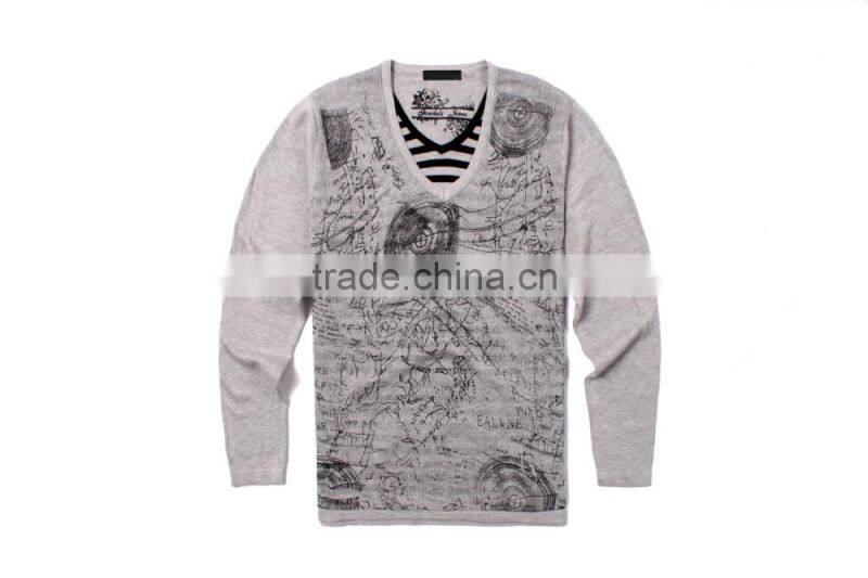 Men V neck Thin Sweater Knitting Pattern