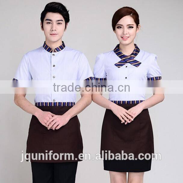 Custom Wholesale Polyester And cotton Tunic Tops Staff Design hotel uniform for waitress