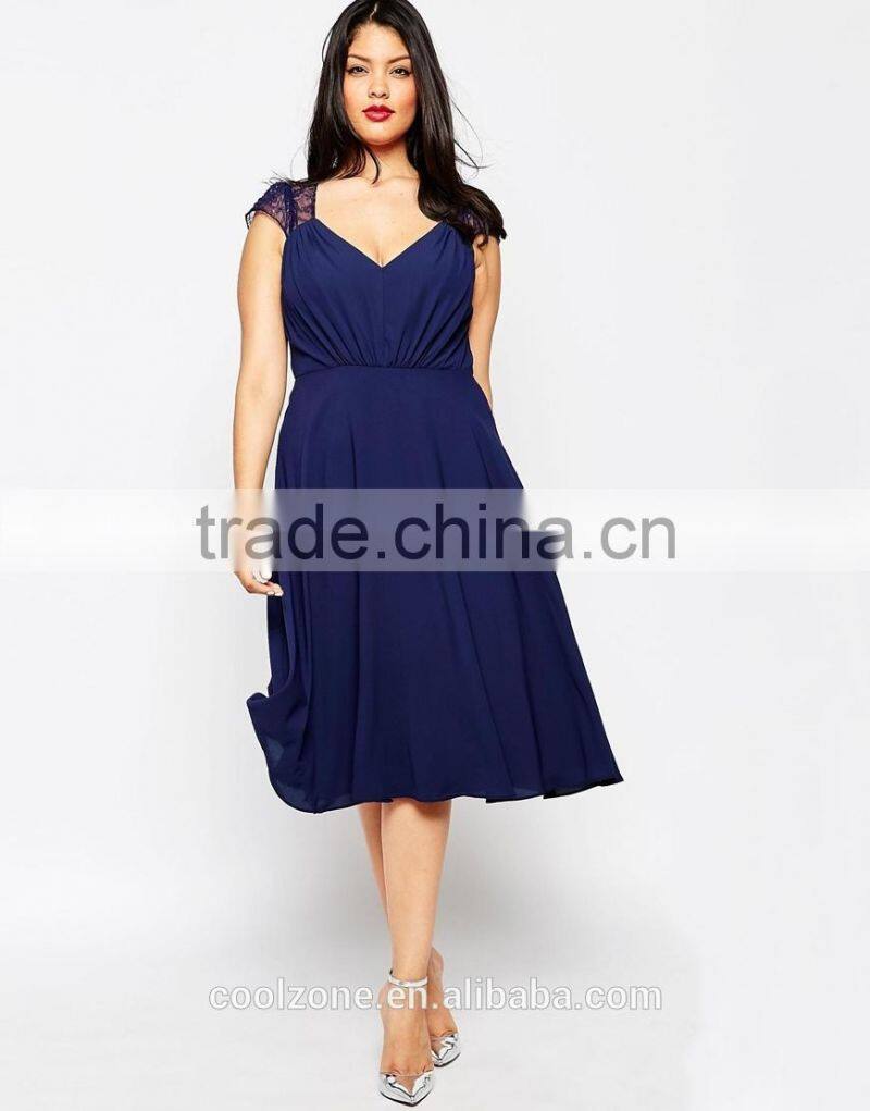 Plus size chiffon midi dress wholesale xxl size women casual dress