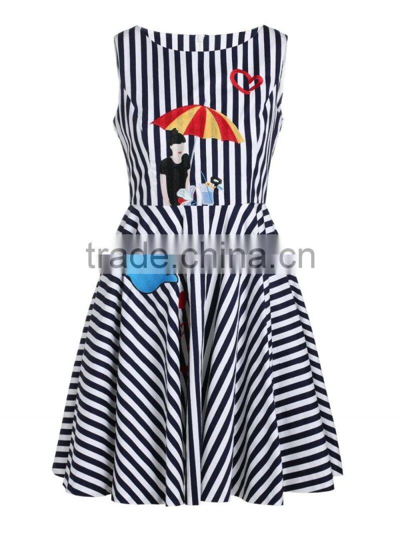 Gilrs 100% cotton sleeveless embroidered dress