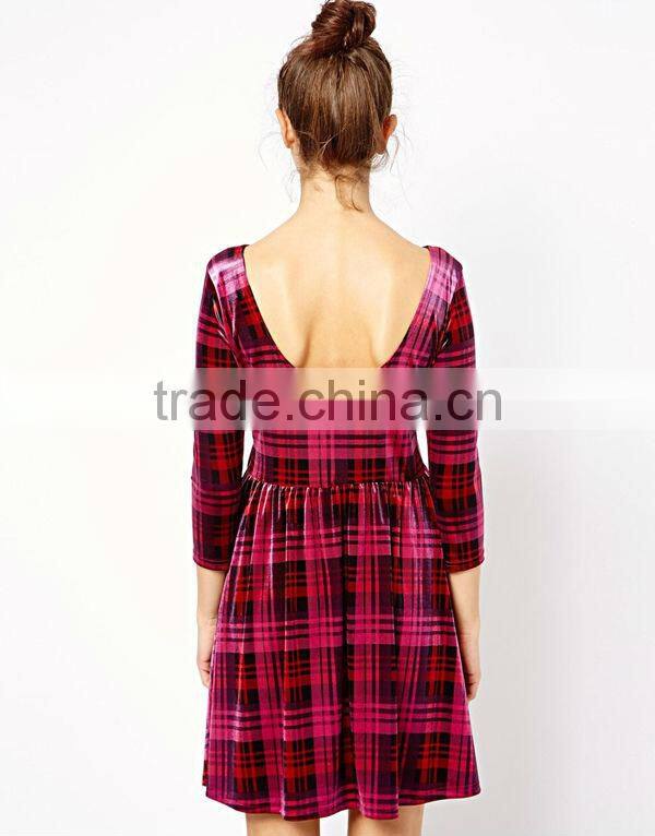 Tartan Velvet Sexy Short Skater Dress