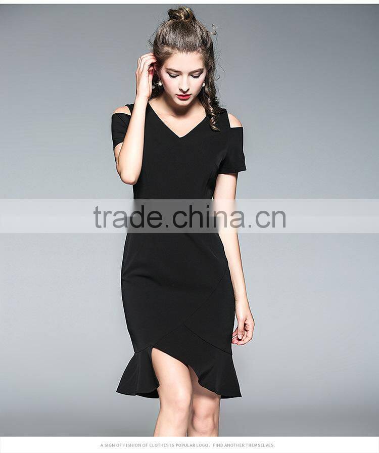 Dressing sexy for women party specital occasion round-color black solid color Fishtail dresses