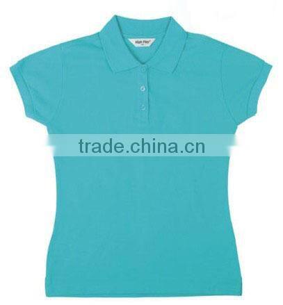 100% pique cotton Women classic solid color blank polo t-shirts for printing