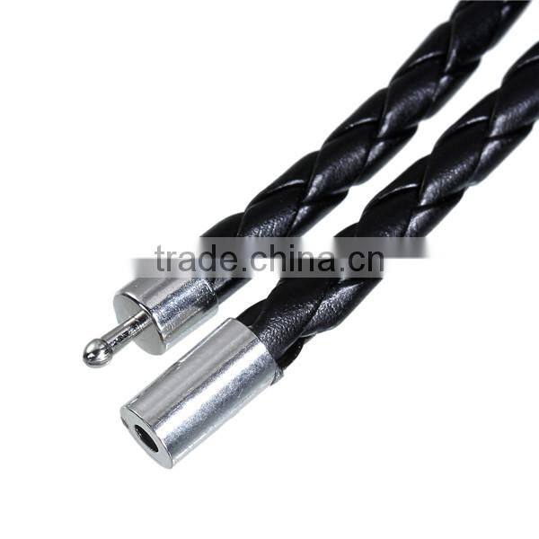 Black Braided Cord Magnetic Clasps Leather Football Bracelet Handmade Leather Bracelet