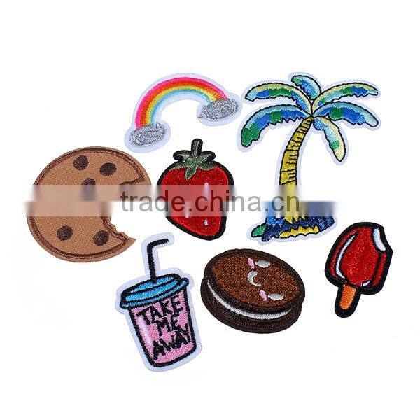 Fabric Iron On Patches At Random Coconut Tree Food Iron On Embroidery Patch