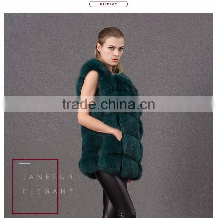 Factory Latest fashion coat animal fur knitted fox fur vest