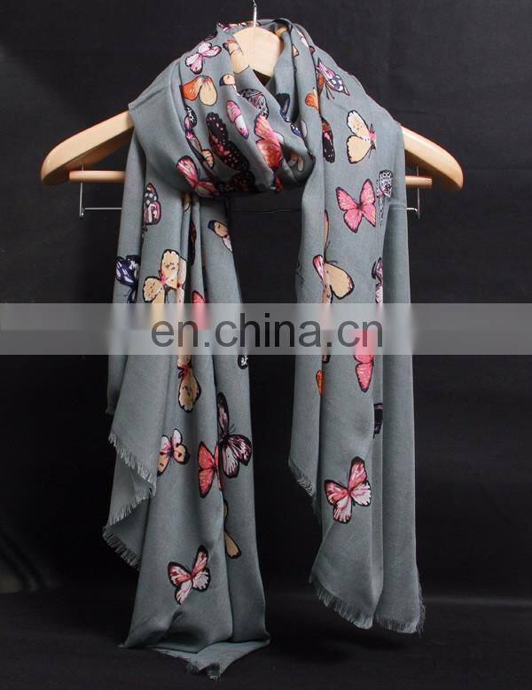 modal cashmere blend fashion butterfly print infinity lady scarf
