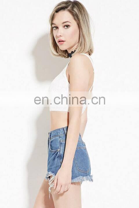Ladies Floral Mesh Crop Top Plain