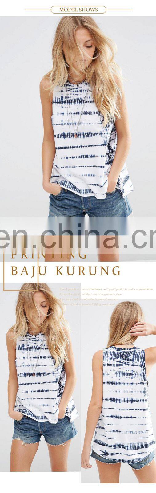 Fashion summer sleeveless curved hem cotton t shirt womens tank top