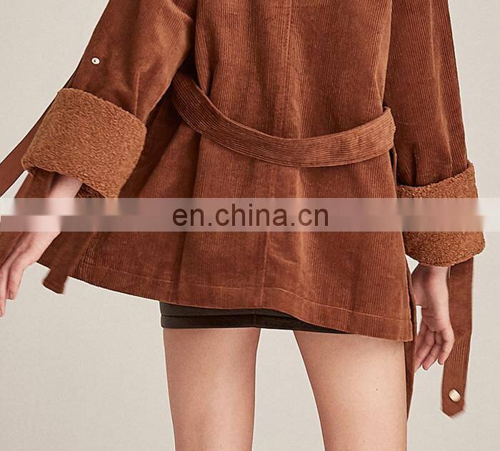 Hot Sale Fashion Women Corduroy Windbreaker Jacket Coat