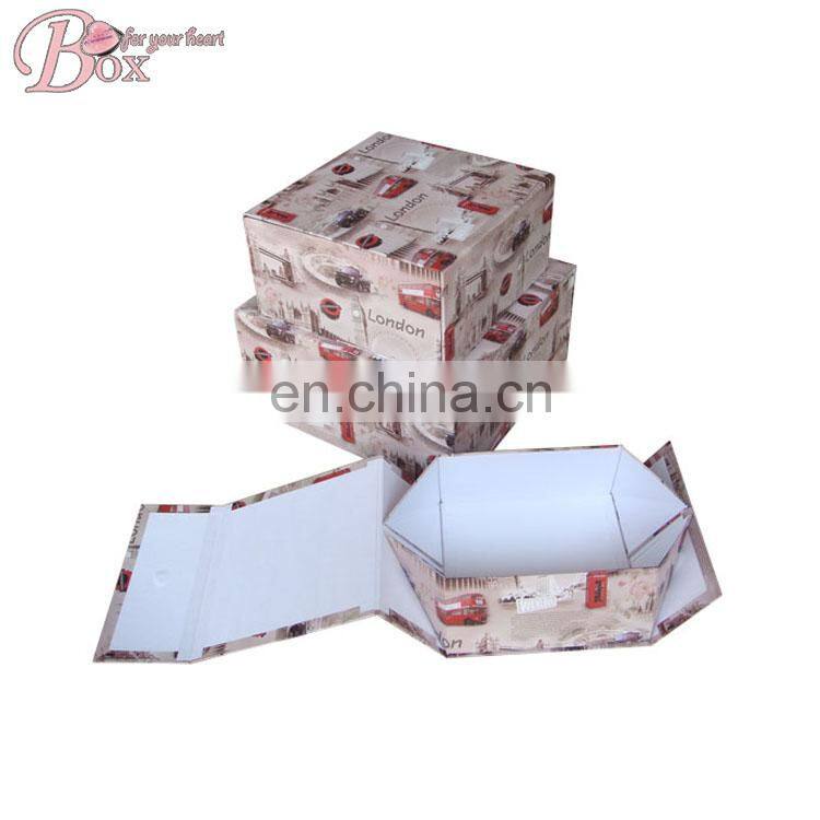 Hot Sale Cardboard Flower Clothing Storage Box Folded Paper Floded Hat Box