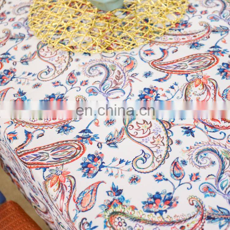 Custom paisley digital printing printed pattern polyester tablecloth table cloth for home decor