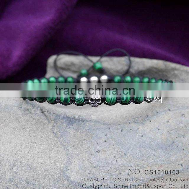 Handmade Black string woven alloy beads bracelet for men