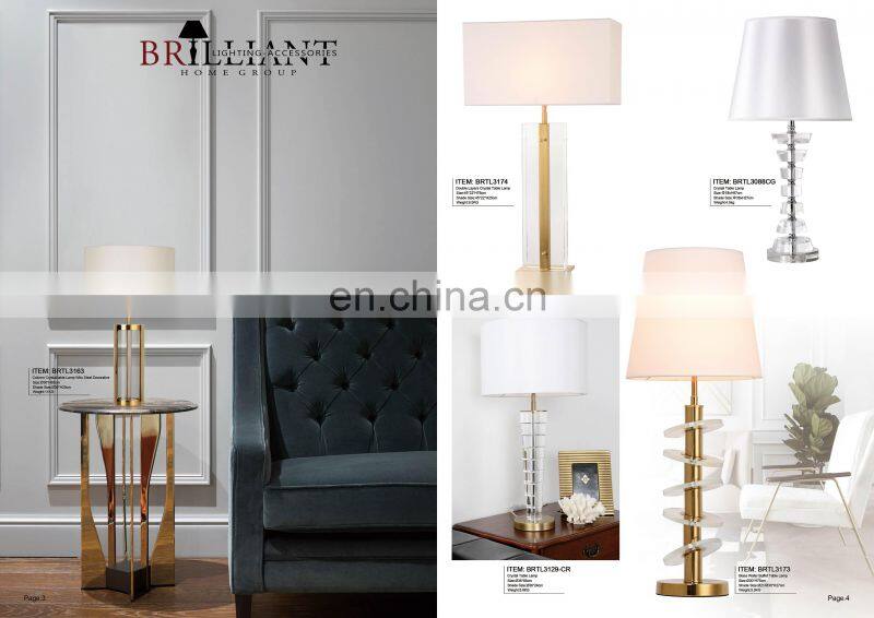 Modern Design K9 Crystal Golden Metal Glass Wafer Buffet Table Lamps For Interior Lighting