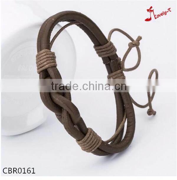 good quality thin real leather knit bracelet 2016