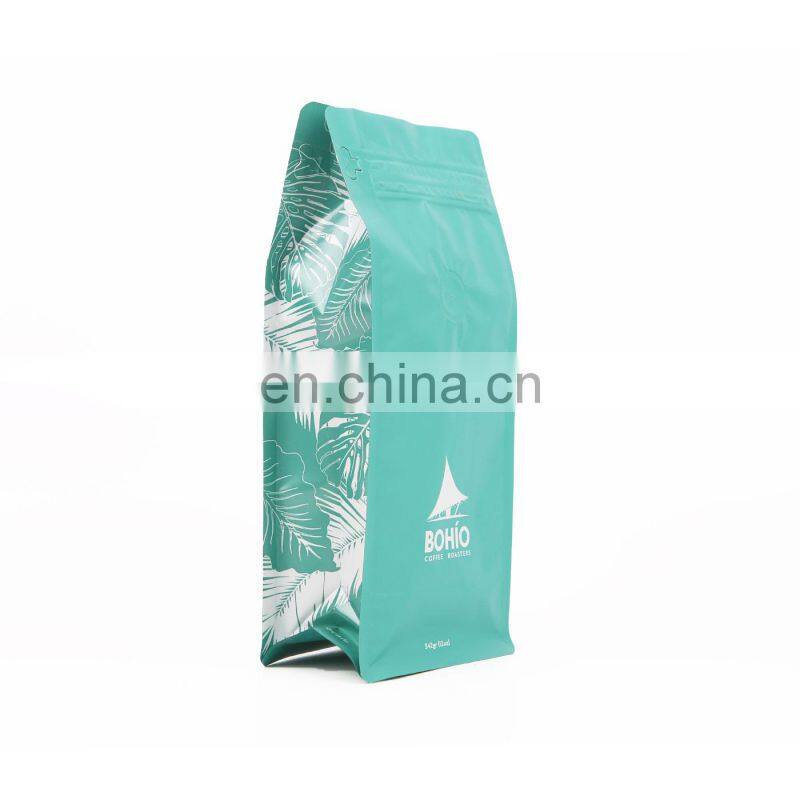 Custom Printed Biodegradable Flat Bottom Package Kraft Paper Tea Bag 250g 500g 1000g Bean Coffee Packaging Bags With Valve