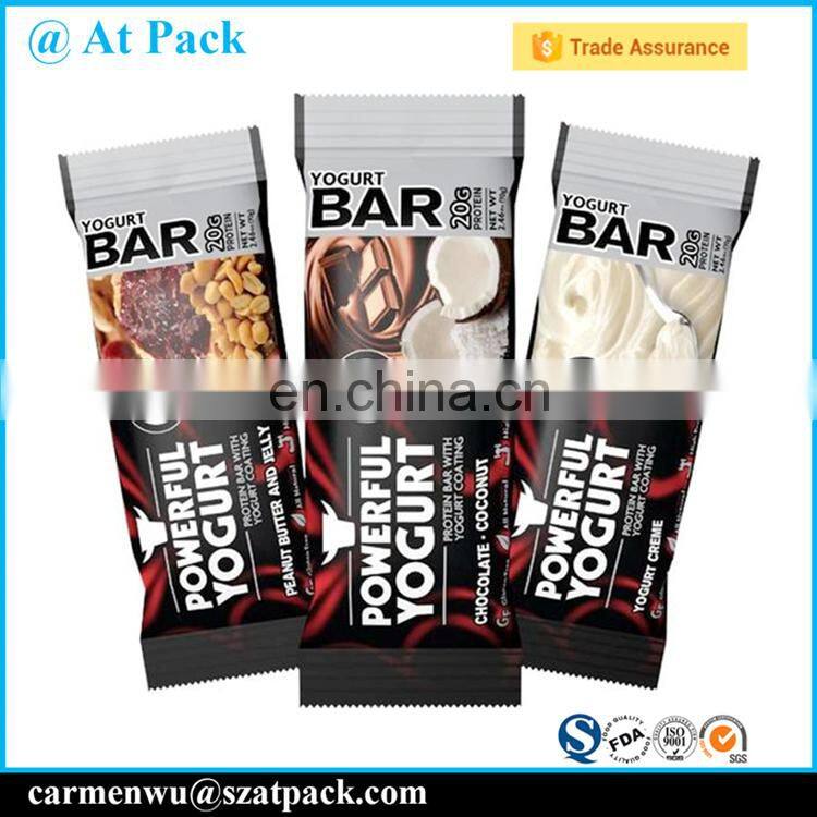 Custom printed back side seal heat sealable candy bar wrapper