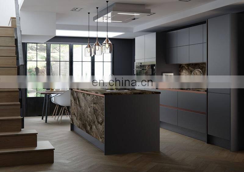 Super Matt Black Australia Style Modern Custom Wooden Kitchen Cabinet