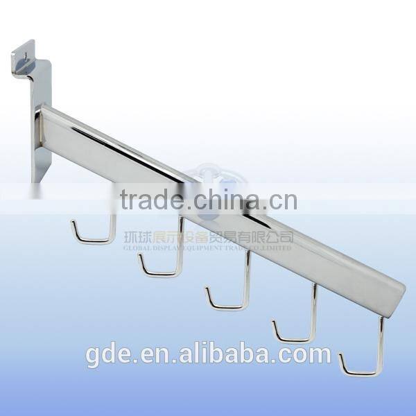 5 hooks metal chrome oval tube slatwall display hook for shopfittings