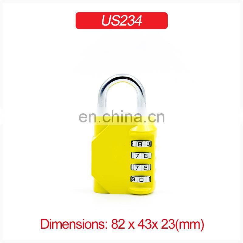Amazon hot seller 4 digit Zinc Alloy long shackle password combination locks luggages door safety pad lock