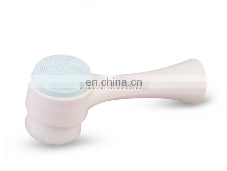 High Quality Exfoliating silicone synthetic head Facial  Cleansing  brush dual  side synthetic fiber  face cleanser