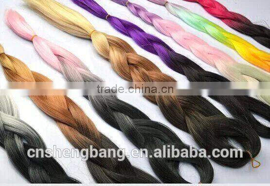 dip dyed three tone color kanekalon fiber X-Pression braids kanekalon yaki braiding