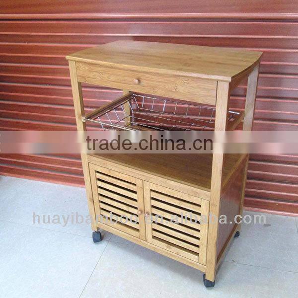 Bamboo Kitchen Trolley with Drawer&Shelf