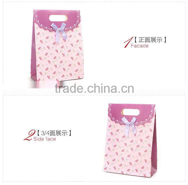 Lavender Pink promotional button closure gift paper bag