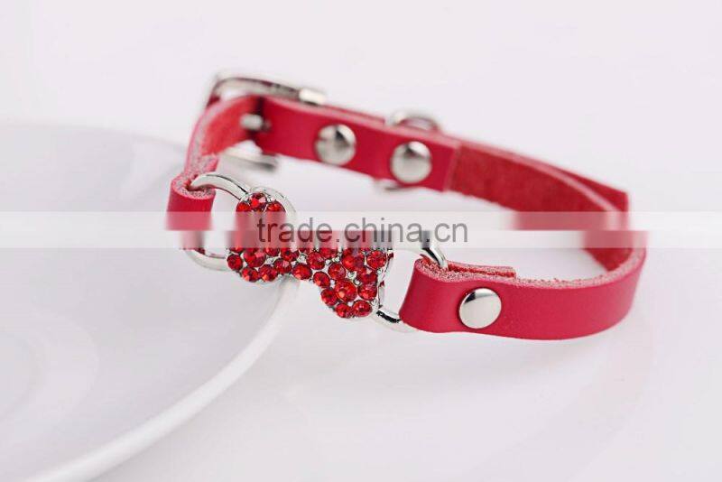 Wholesale diamond bone leather pet collar creative dog collars