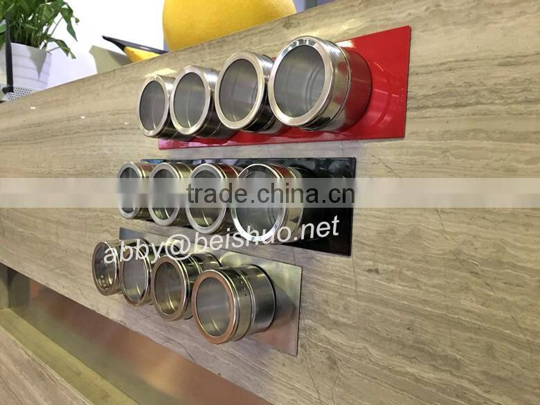 newest kitchen 4 pieces Stainless Steel magnetic spice rack set