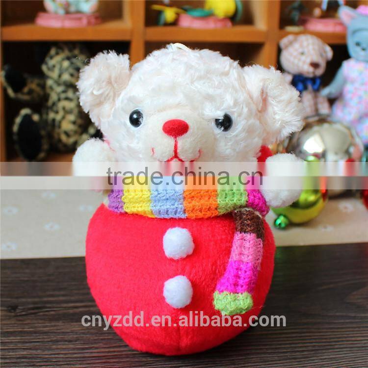 Plush Toy Bear Wearing Christmas Clothes/Standing high 12cm Soft Toy Bear in Snowman Dress/Stuffed Toy Bear in Christmas Clothes