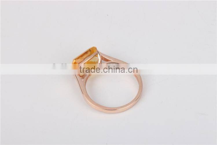 New design ladies lucky stone finger rose gold ring 2016